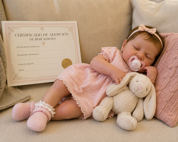 bebe reborn bonito con su certificado de adopción